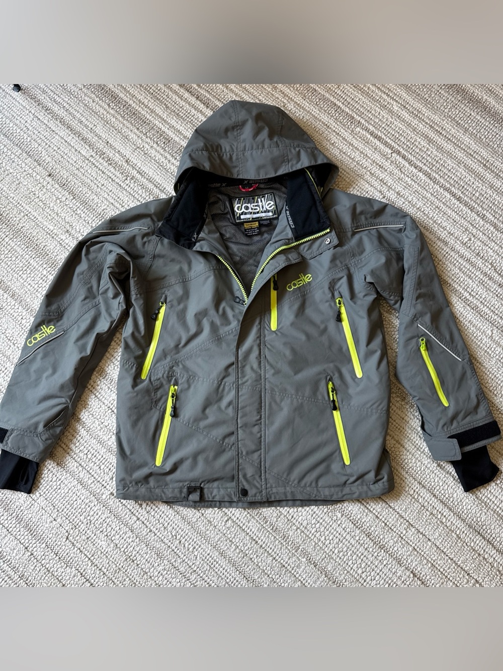 Castle X Snowmobile Jacket. Mens Size M! Fluorescent Yellow And Gray Sled Winter